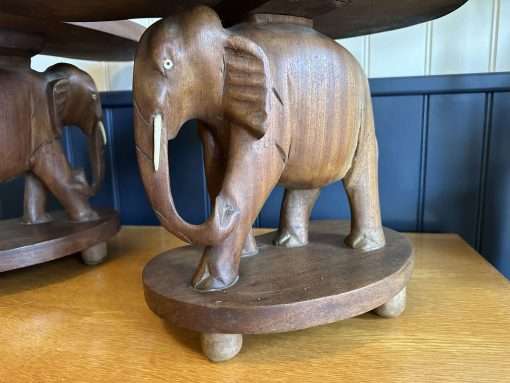 Vintage Elephant Side tables Stools Matched Pair Hand Carved - Image 7